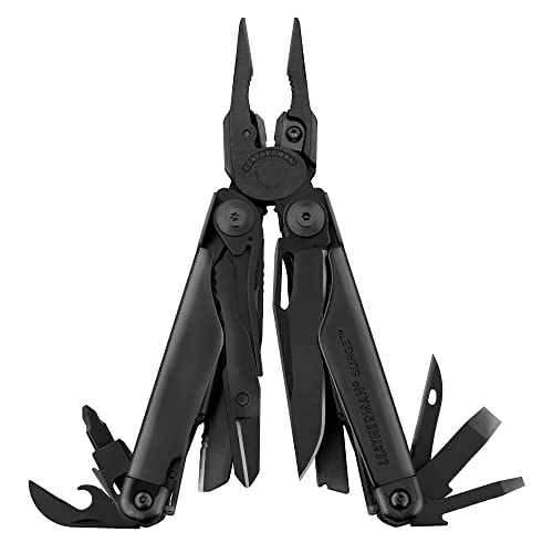 LEATHERMAN - 830278 , Surge Heavy Duty Multitool with Premium Replaceable Wire Cutters and Spring-Action Scissors, Black with MOLLE Sheath