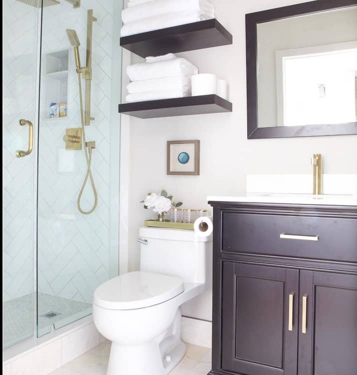 small modern bathroom gold accents