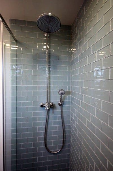 gray subway tile small shower